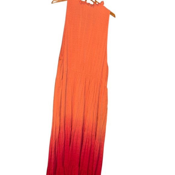 Torrid Tiered Maxi Dress Challis Ombre Red sun dress long 5X 28 spring summer - Picture 2 of 5